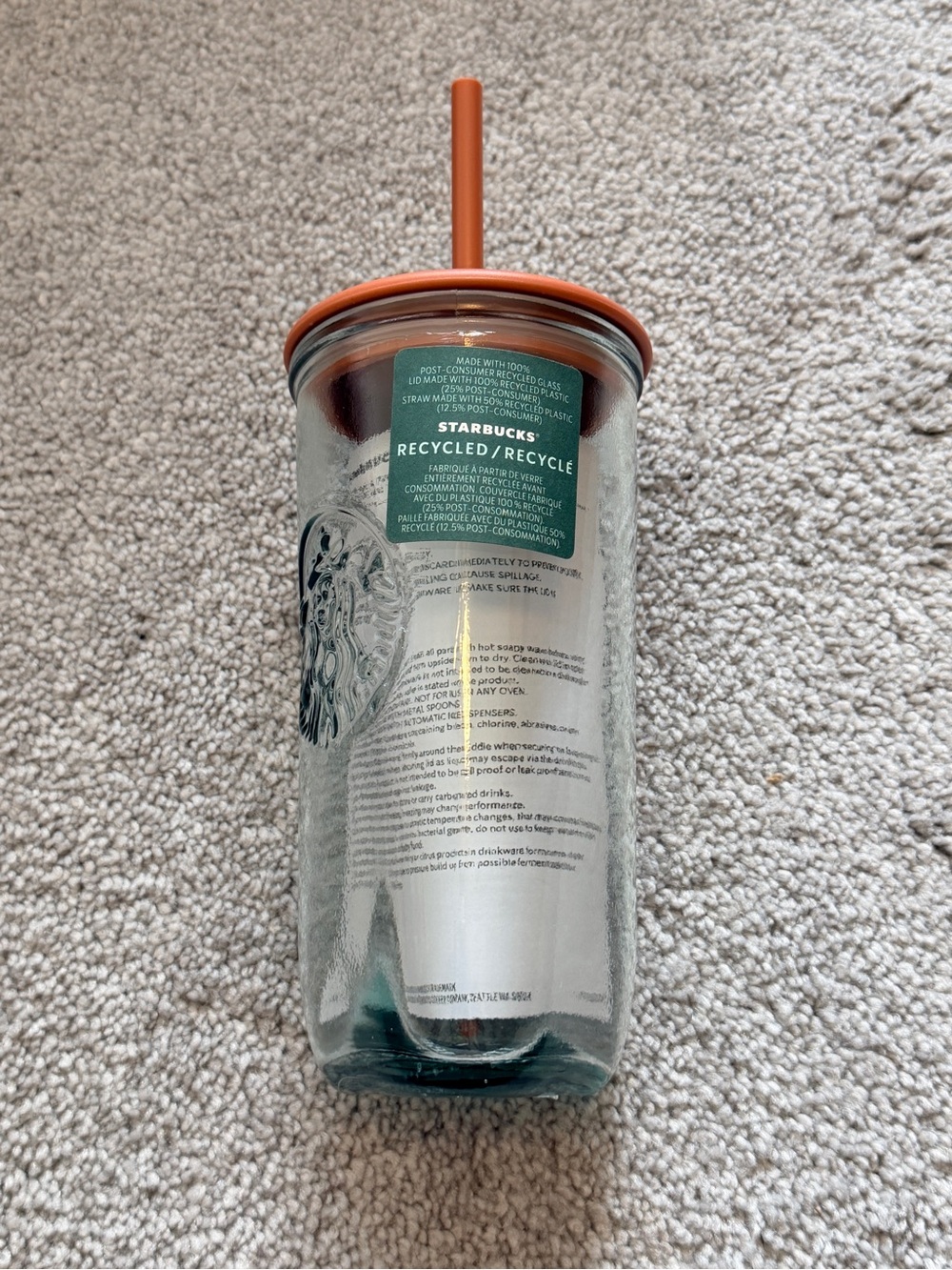 Starbucks Terracotta Brown Recycled Triangle Glass Cold Cup